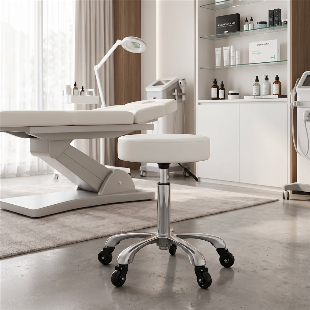 Tabouret à roulettes Weelko Silent Fast blanc