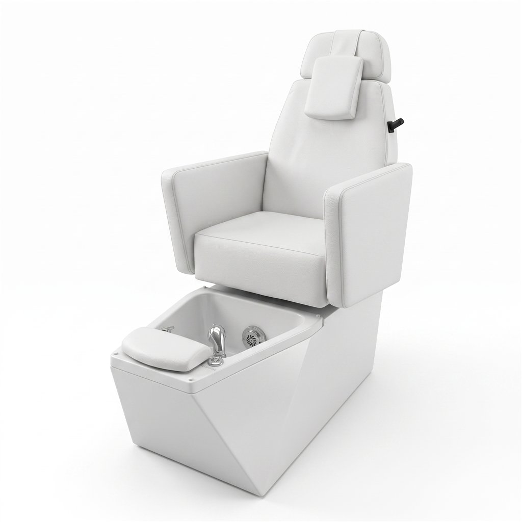 NeoBeauty SPA LED Pedicure Chair, White PU