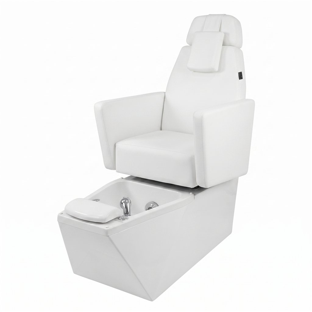 NeoBeauty SPA LED Pedicure Chair, White PU