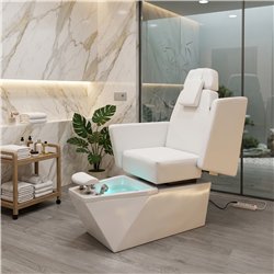 NeoBeauty SPA LED Pedicure Chair, White PU