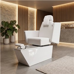 NeoBeauty SPA LED Pedicure Chair, White PU