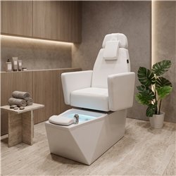 NeoBeauty SPA LED Pedicure Chair, White PU