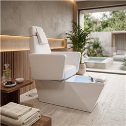 NeoBeauty SPA LED Pedicure Chair, White PU