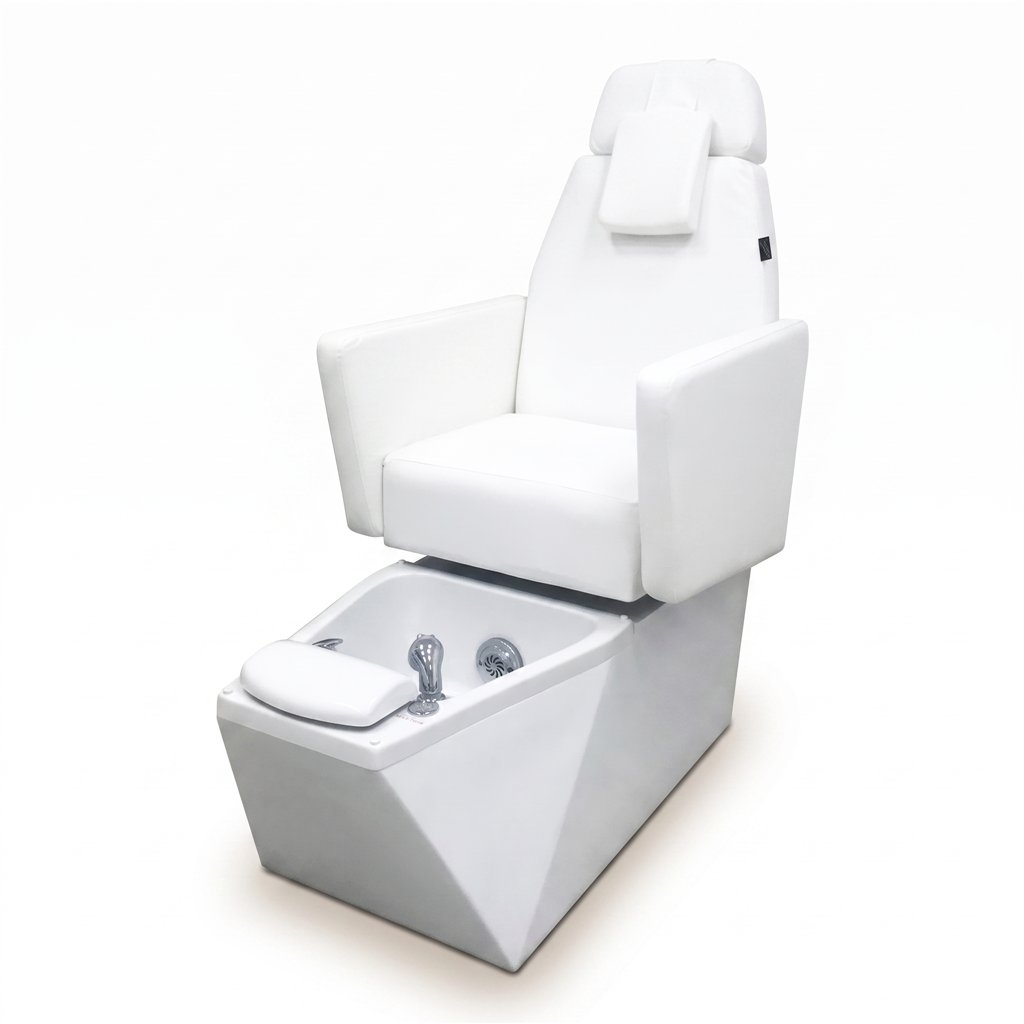 NeoBeauty SPA LED Pedicure Chair, White PU
