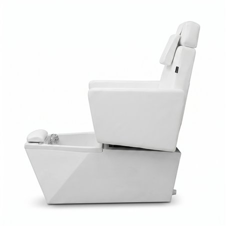 Cadeira de pedicure NeoBeauty com banheira LED, estofado em PU branco e 2 motores