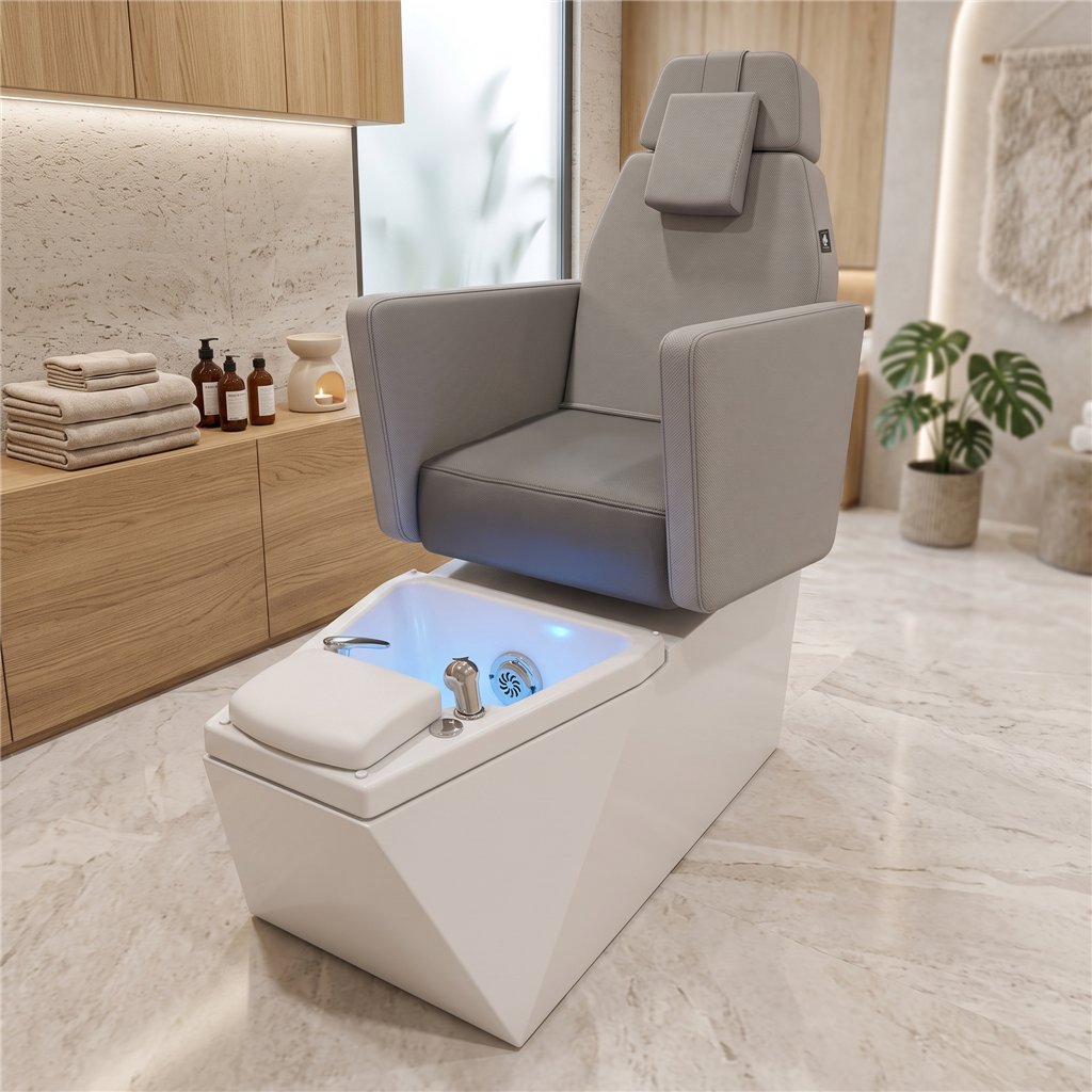 NeoBeauty Pedicure Chair Grey with LED foot bath