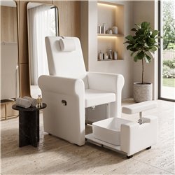 Lumina pedicure chair with sliding lower section for footbath, white - Weelko