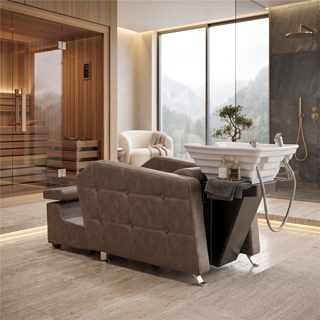 Lavacabezas Brisa NeoBeauty - Sillón multifunción con camilla para SPA y soporte para bañera