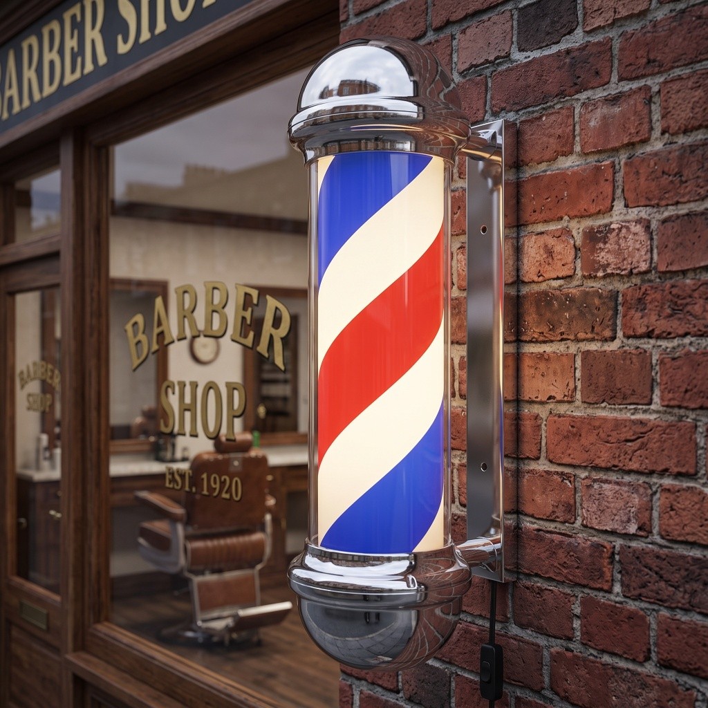 Palo da barbiere rotante tricolore Dagne 70 cm con luce integrata - Weelko