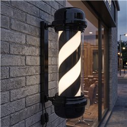 Poste de barbero rotativo blanco y negro Barten moderno Weelko