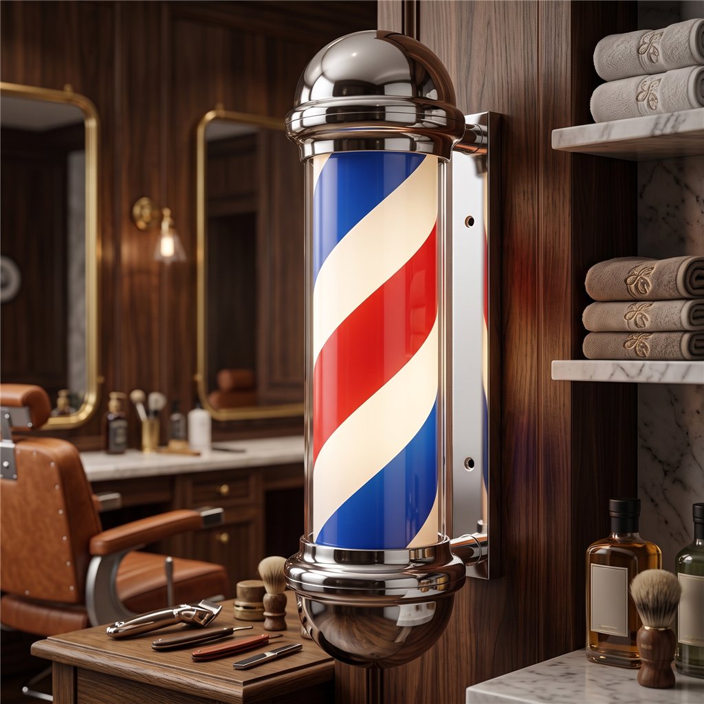 Poteau de barbier rotatif tricolore Weelko