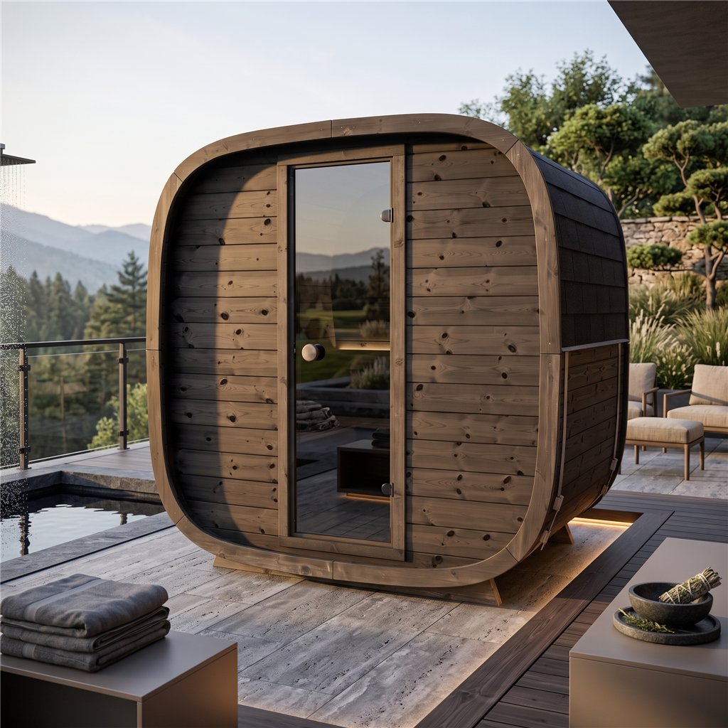 Sauna exterior a vapor Holl’s Onyxia Cube 4 lugares