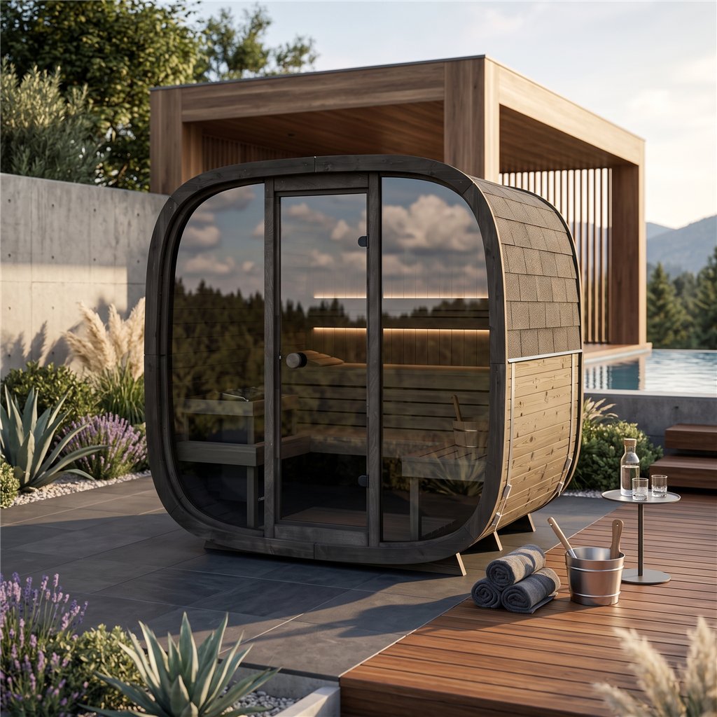 Sauna exterior a vapor Holl’s Onyxia Cube 4 lugares