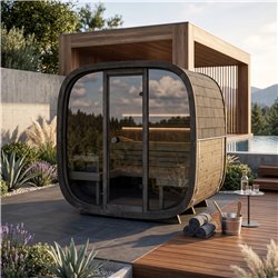 Sauna exterior a vapor Holl’s Onyxia Cube 4 lugares