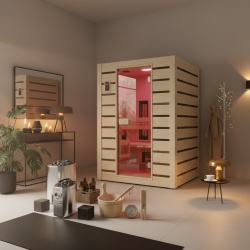Sauna híbrida HOLL'S HYBRID COMBI 2 plazas tradicional e infrarrojos