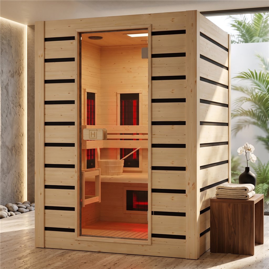 Sauna híbrida HOLL'S HYBRID COMBI 2 lugares tradicional e infravermelhos