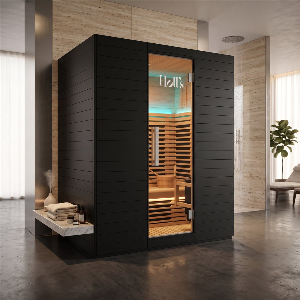 Sauna híbrida Holl's Symbioz Hybrid 3 lugares com infravermelhos e vapor