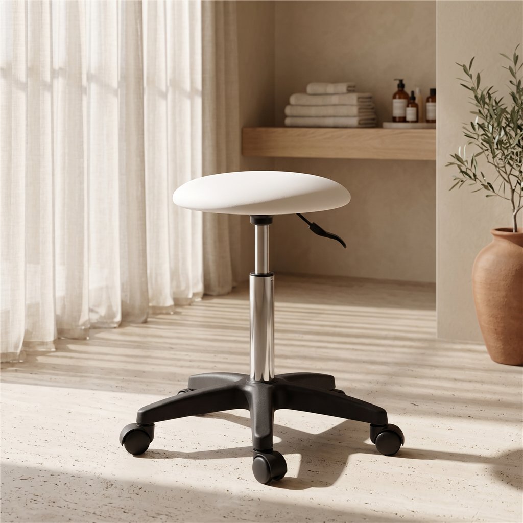 Weelko Pedi white height-adjustable stool