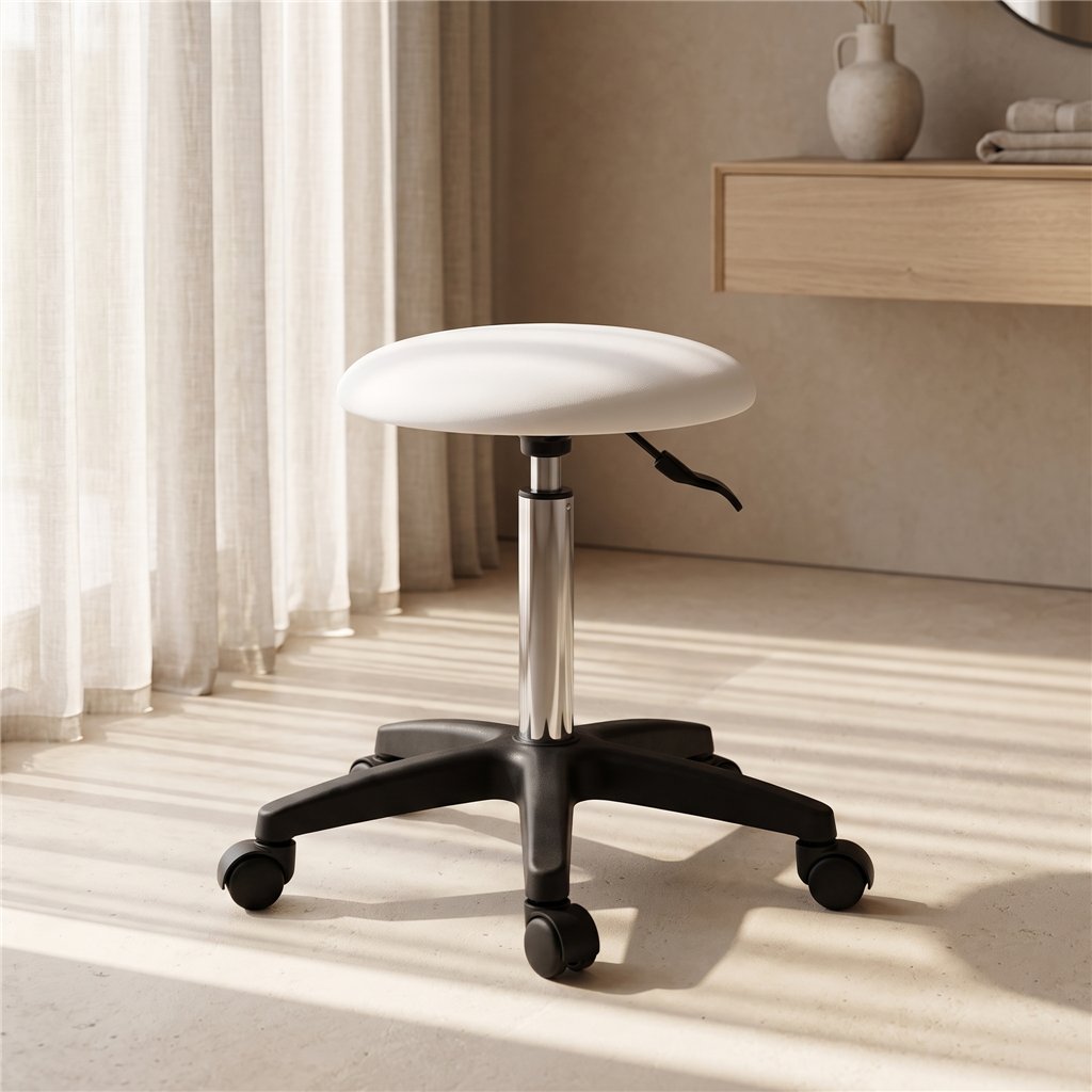 Tabouret Weelko Pedi blanc à hauteur réglable