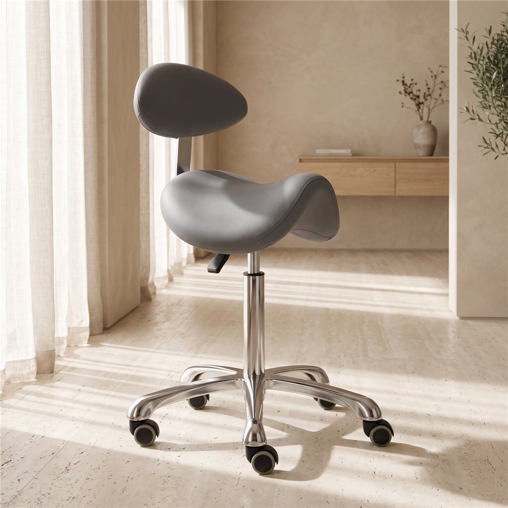 Taburete de estética Mirplay ALPHA PLUS BLACK Beauty regulable en altura