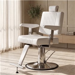 Sillón de barbero Mudi SEREN blanco con bomba hidráulica