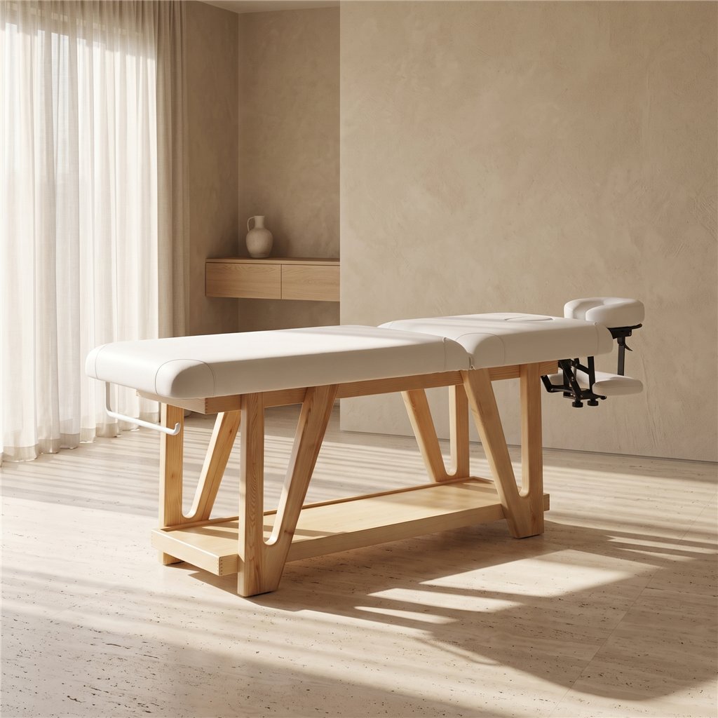 Camilla de madera Weelko Serr WKS035.A26 con reposacabezas ajustable