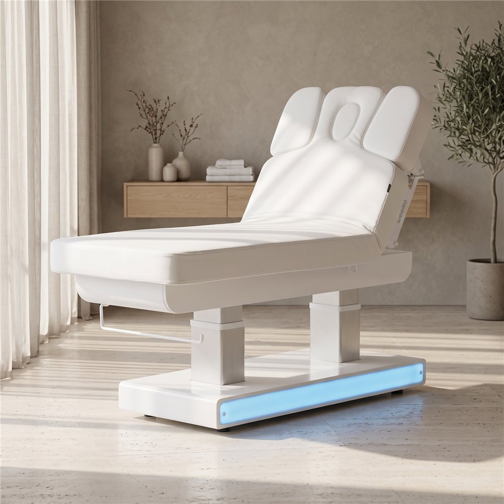 Camilla eléctrica spa Weelko Muse + con calefacción y base de madera LED