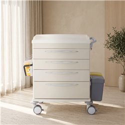 Carrinho médico Coinfycare UTIL MED04G cor creme