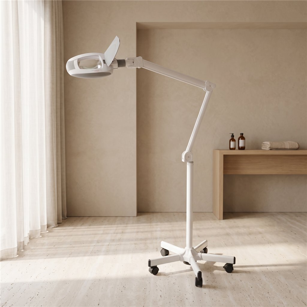 Lámpara lupa LED BROCK con base de 5 ruedas