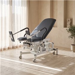 Poltrona ginecologica elettrica OB, 2 motori – base bianca, rivestimento grigio