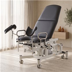 Poltrona ginecologica elettrica OB, 2 motori – base bianca, rivestimento grigio