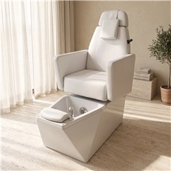NeoBeauty SPA LED Pedicure Chair, White PU