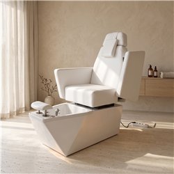NeoBeauty SPA LED Pedicure Chair, White PU