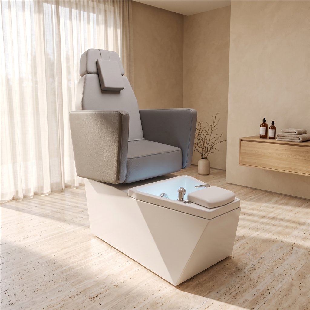 NeoBeauty Pedicure Chair Grey with LED foot bath