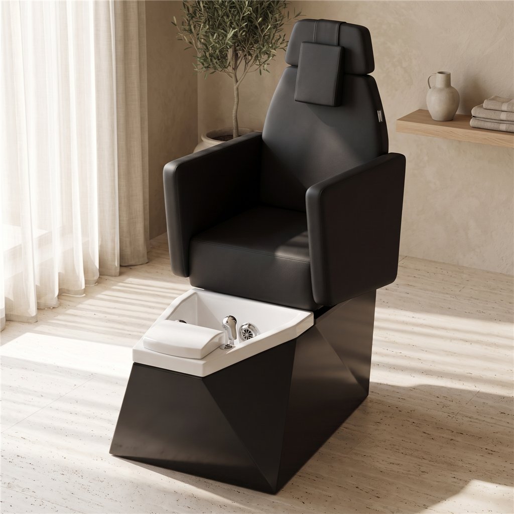 NeoBeauty Total Black Pedicure Chair with LED Basin
