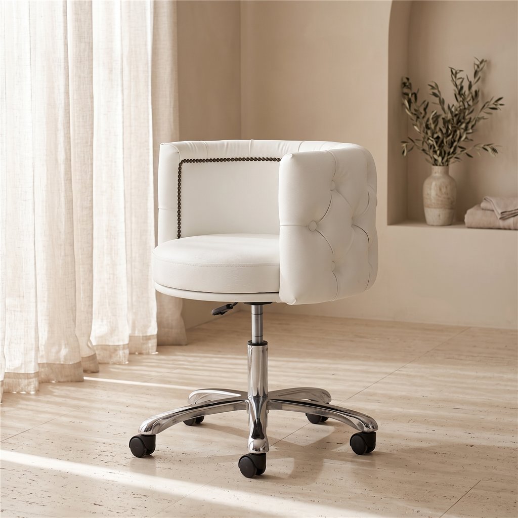 Charlotte Sgabello per manicure con schienale avvolgente capitonné, pistone a gas e base cromata - I-medStetic Premium