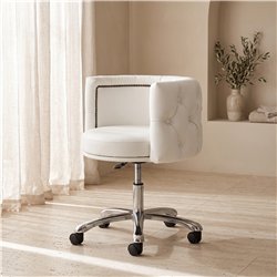 Charlotte Sgabello per manicure con schienale avvolgente capitonné, pistone a gas e base cromata - I-medStetic Premium