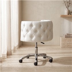 Charlotte Sgabello per manicure con schienale avvolgente capitonné, pistone a gas e base cromata - I-medStetic Premium