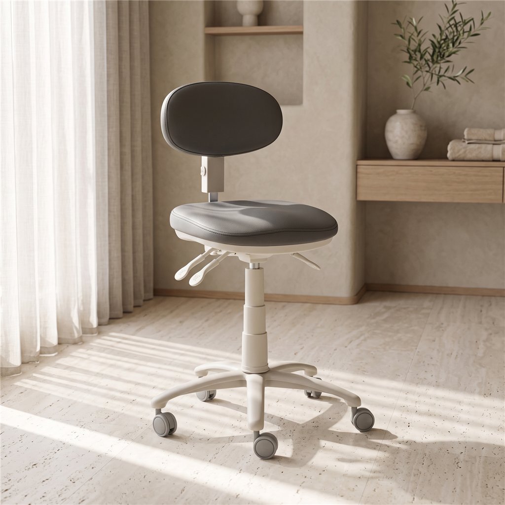 Tabouret ergonomique réglable en hauteur 55-73 cm avec dossier enveloppant et assise en selle Weelko