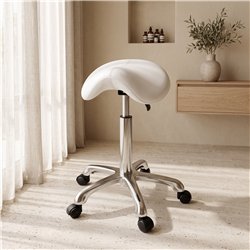 Weelko Sgabello con rotelle seduta a sella ergonomica regolabile 62-78 cm PU base cromata