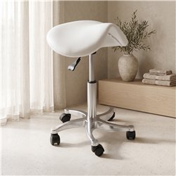Sgabello Circe ergonomico regolabile con base cromata e rotelle - i-Medstetic
