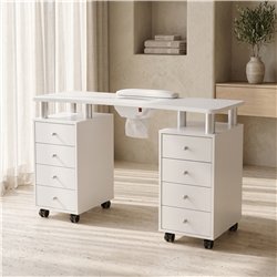 Mesa de Manicura Claire Weelko con Aspirador y Cajones Blancos