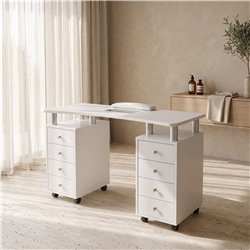 Mesa de Manicura Claire Weelko con Aspirador y Cajones Blancos
