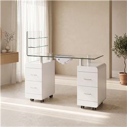 Levi postazione lavoro manicure con aspiratore integrato e doppia colonna cassetti - Weelko