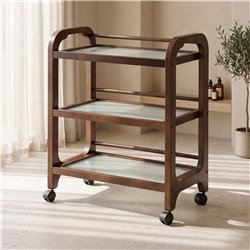 Carrito de Madera para Spa con Estantes de Cristal Weelko