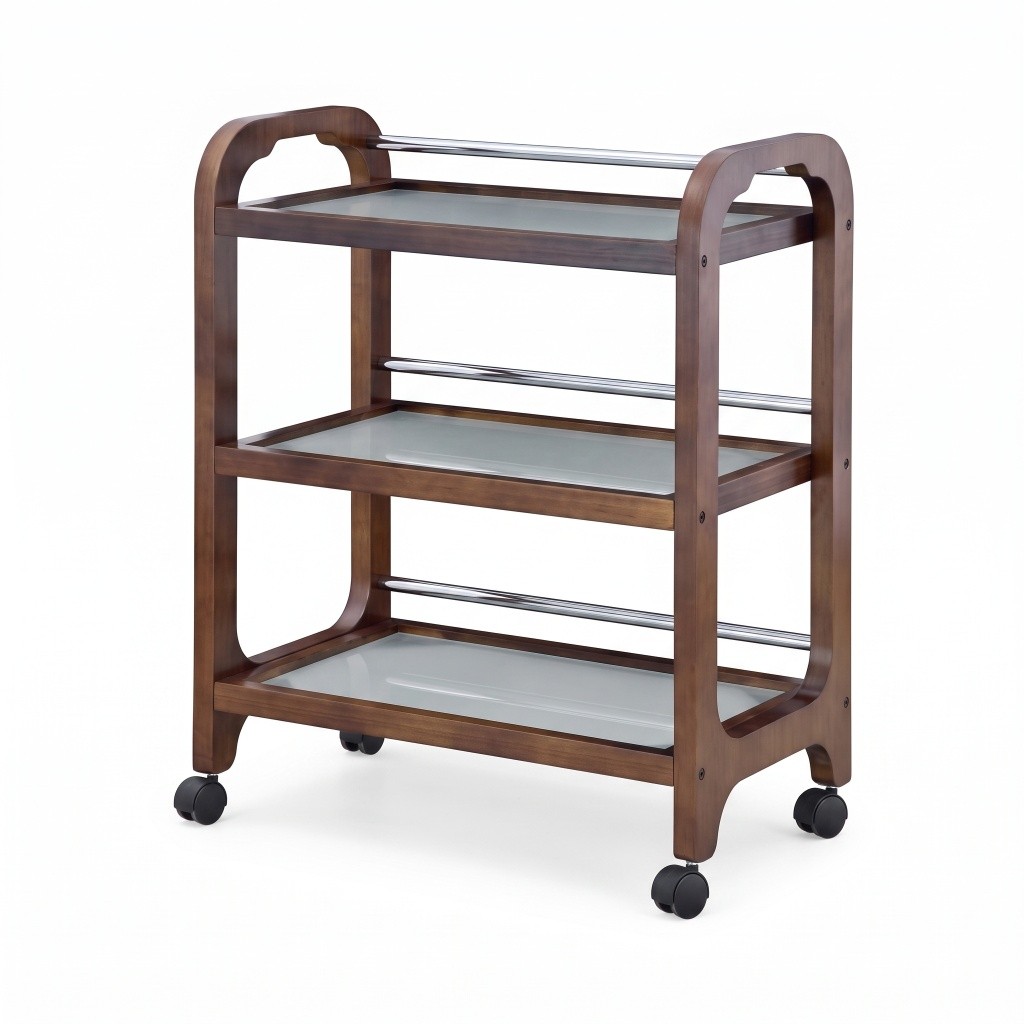 Carrito de Madera para Spa con Estantes de Cristal Weelko