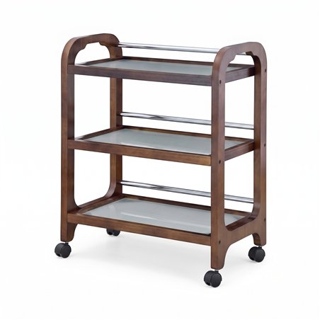 Carrito de Madera para Spa con Estantes de Cristal Weelko