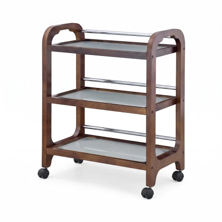 Carrito de Madera para Spa con Estantes de Cristal Weelko