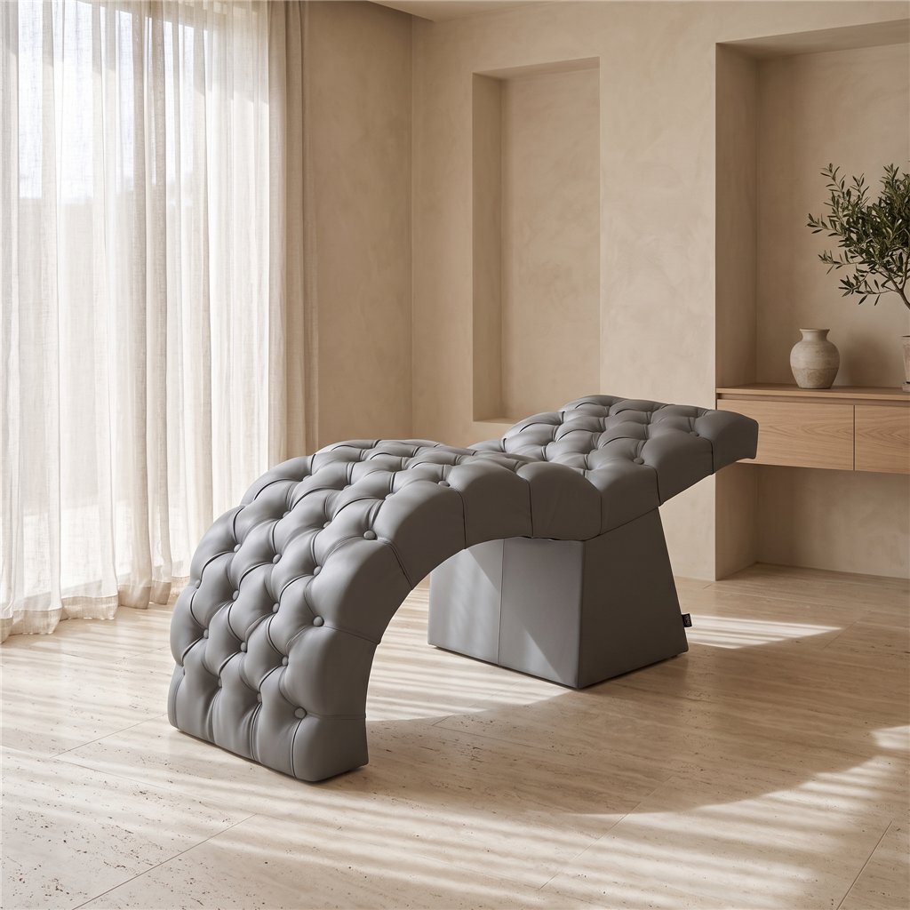 Lashia Grey Facial Table, Curved Design - NeoBeauty