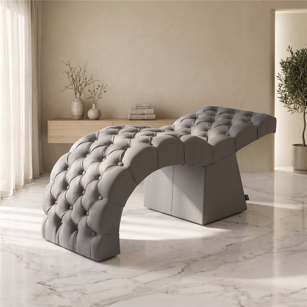 Lashia Grey Facial Table, Curved Design - NeoBeauty
